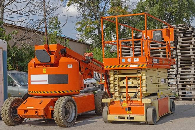 warehouse worker operating a heavy-duty forklift in Goldvein, VA